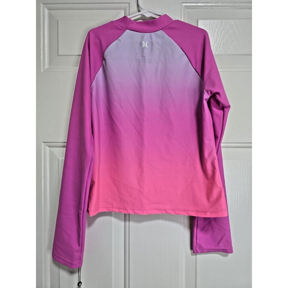 Hurley Girls Long Sleeve Rash Guard 2-Piece Swimsuit Pink Sz 14 NWT - Picture 7 of 9